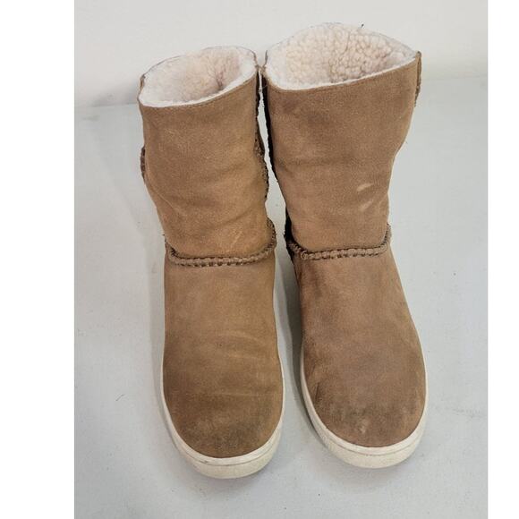 UGG Boots Womens 7 Brown Suede Shealing Sherpa Lined Slip On Casual Warm Boot - Picture 4 of 10